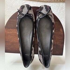 Stuart Weitzman Leopard Print Flats with Black Bow
